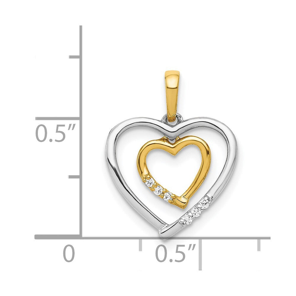14k Two-tone Gold 14kt Two-tone Heart Charm Pendant Diamond Heart Pendant