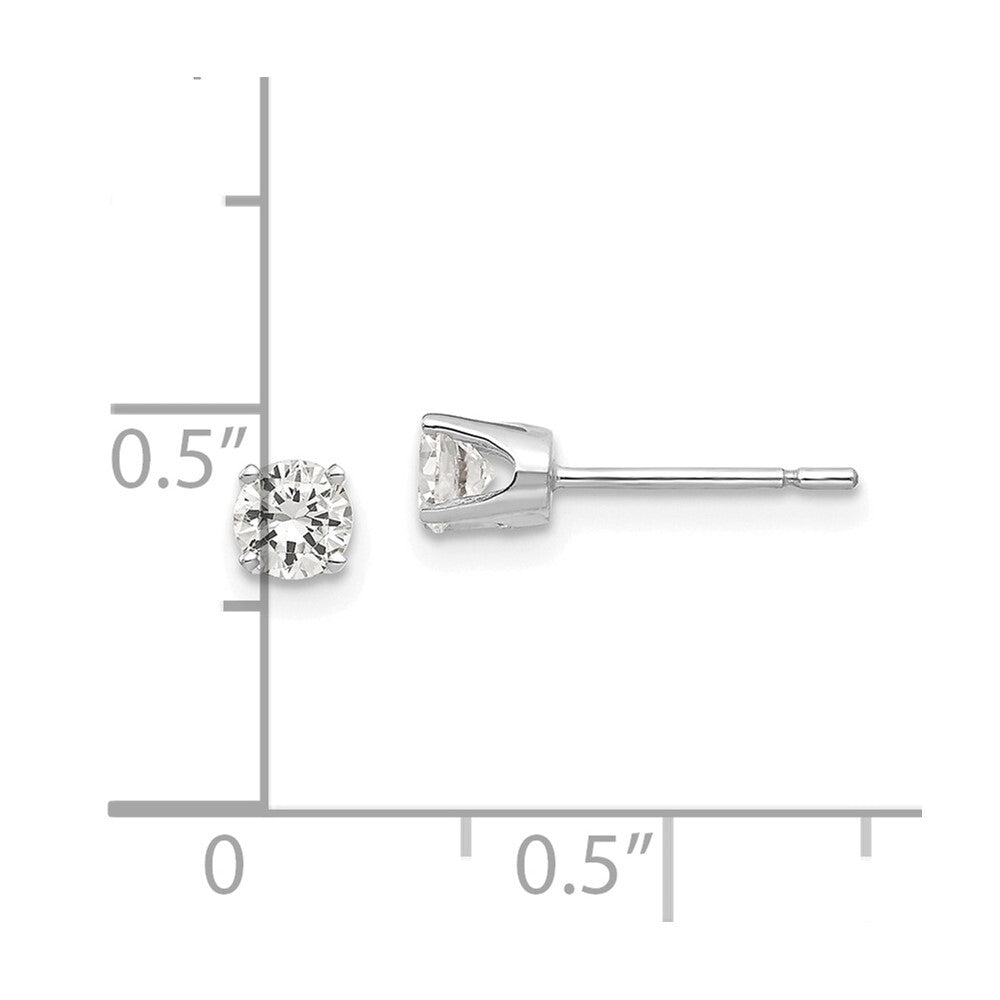 14k White Gold 3.75mm Cubic Zirconia Stud Earrings Gift for Women