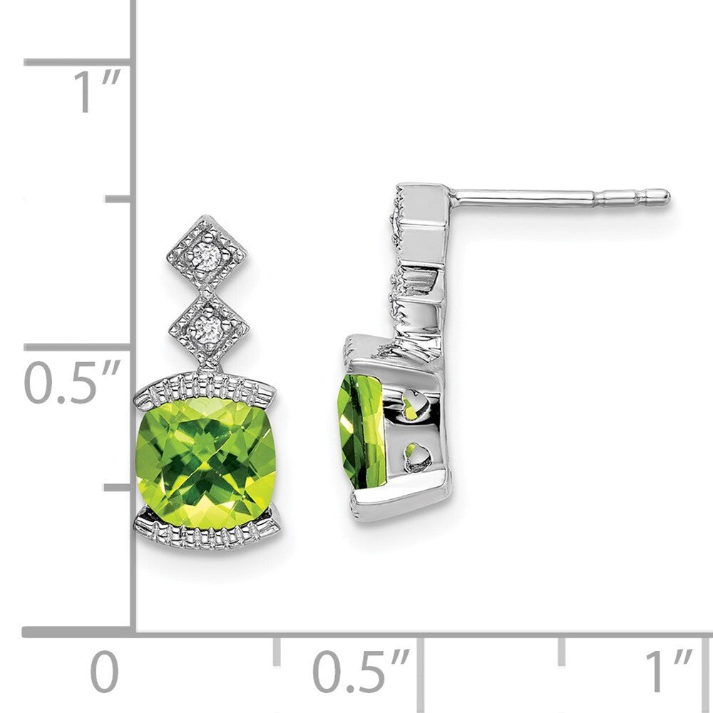 14k White Gold Peridot and Diamond Drop & Dangle Earrings