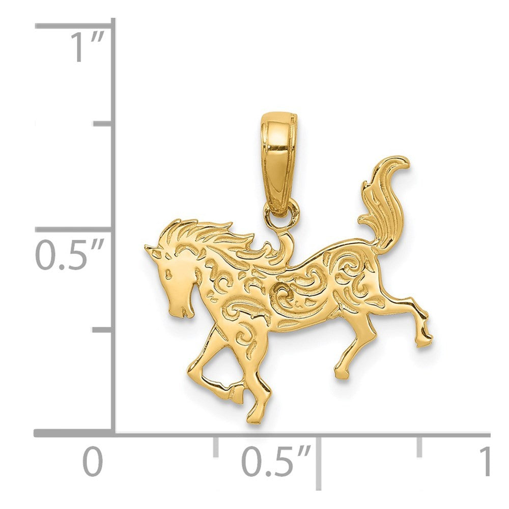 14k Yellow Gold Horse Pendant