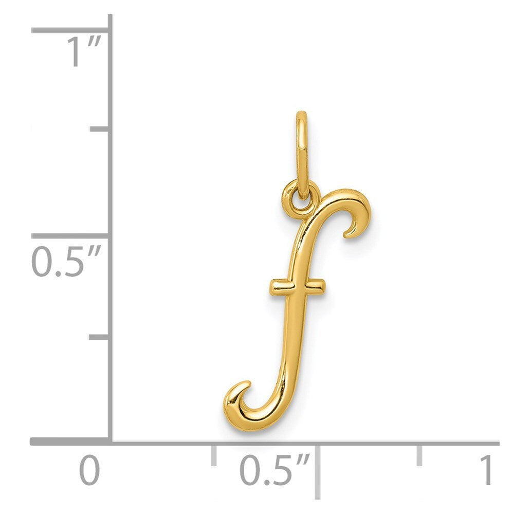 14k Yellow Gold Letter F Initial Charm Pendant for Women