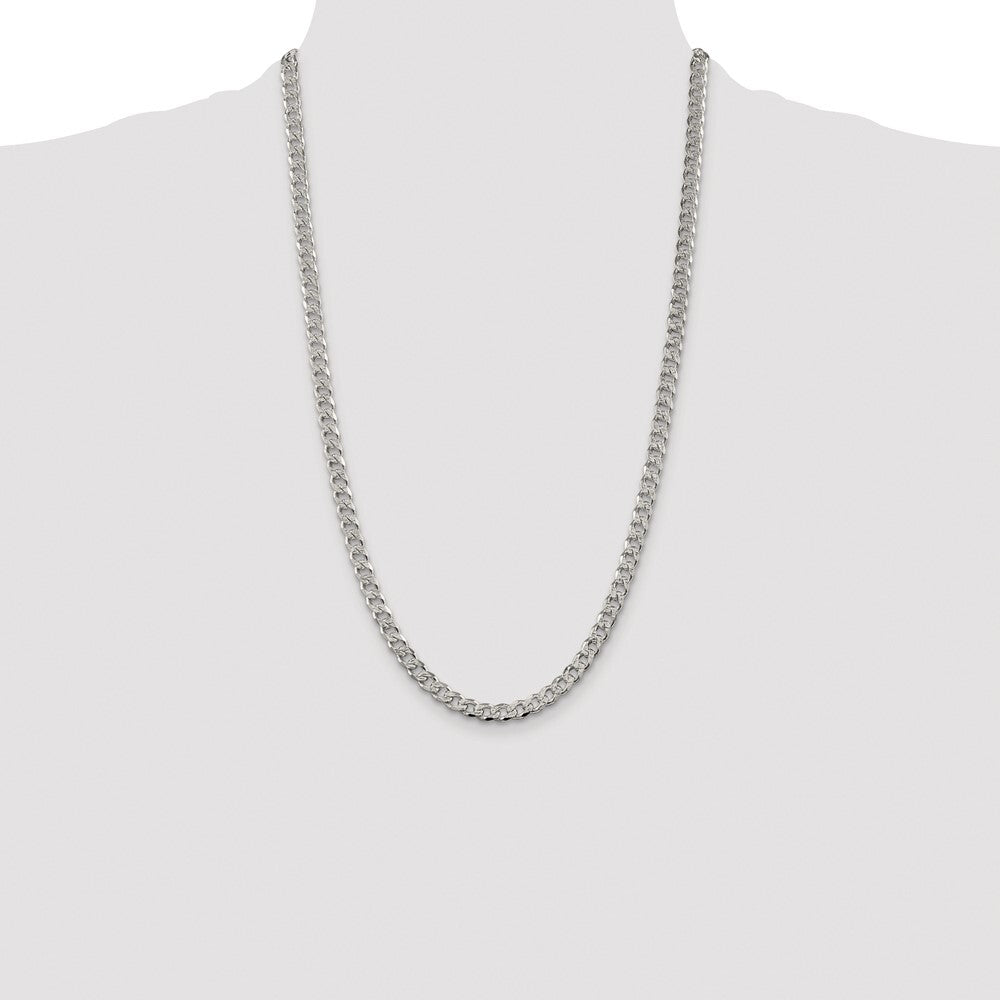 Sterling Silver Rhodium-plated 5.5mm Pav� Curb Chain
