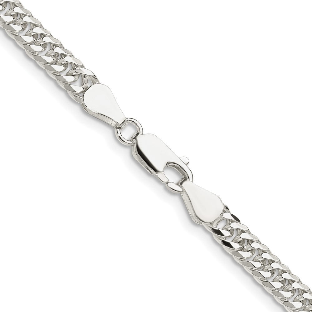 Sterling Silver Polished 4.8mm Double Diamond-cut Curb Chain Necklace
