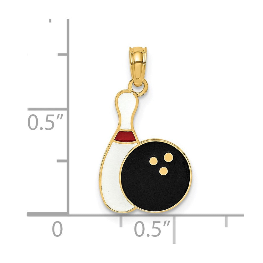 14k Yellow Gold Enamel Bowling Ball and Pin Charm