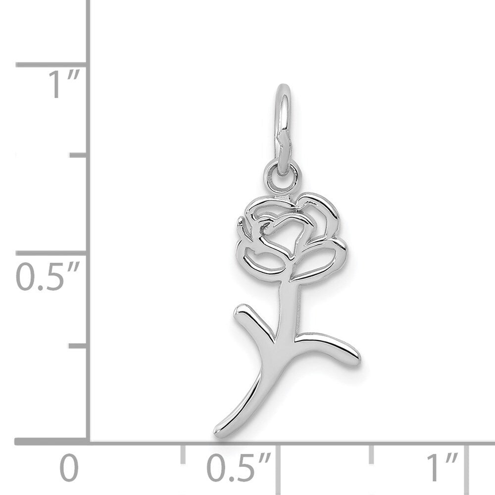 14k White Gold Rose Charm Pendant for Women
