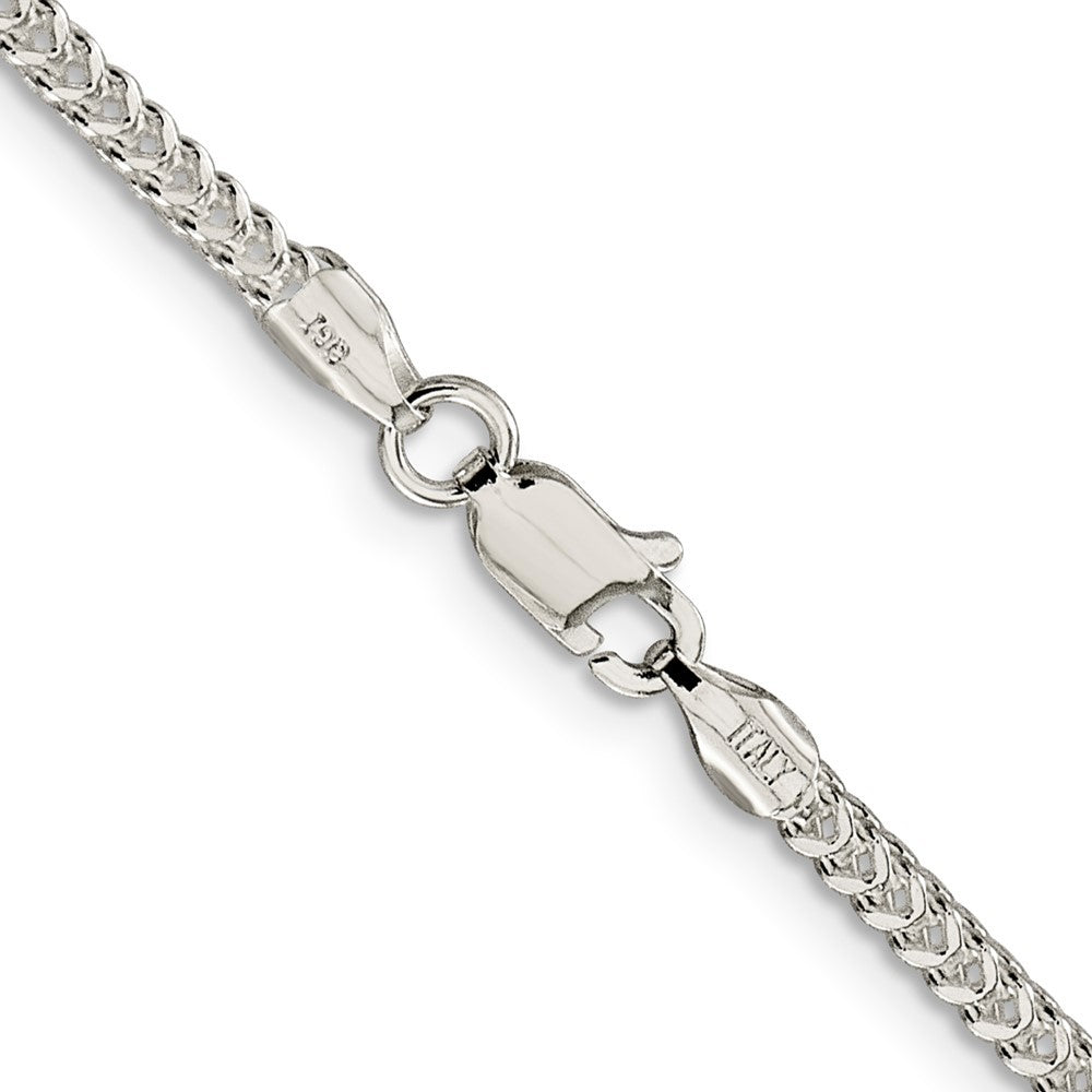 Sterling Silver 2mm Diamond-Cut Square Franco Chain Necklace