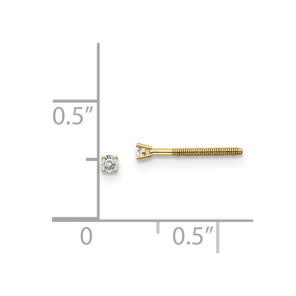 14k Yellow Gold .05ct. SI3 G-I Diamond Thread on/off Stud Earrings