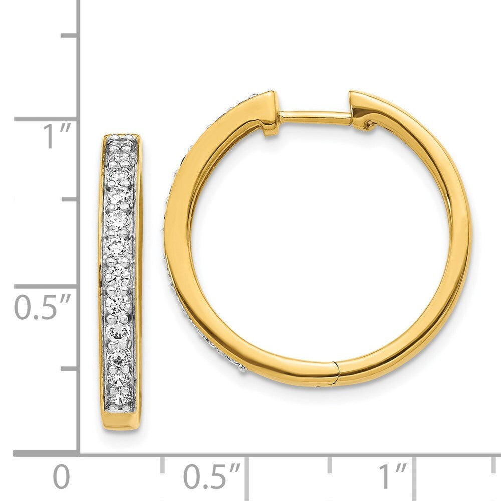 14k Yellow Gold Diamond Hinged Hoop Earrings