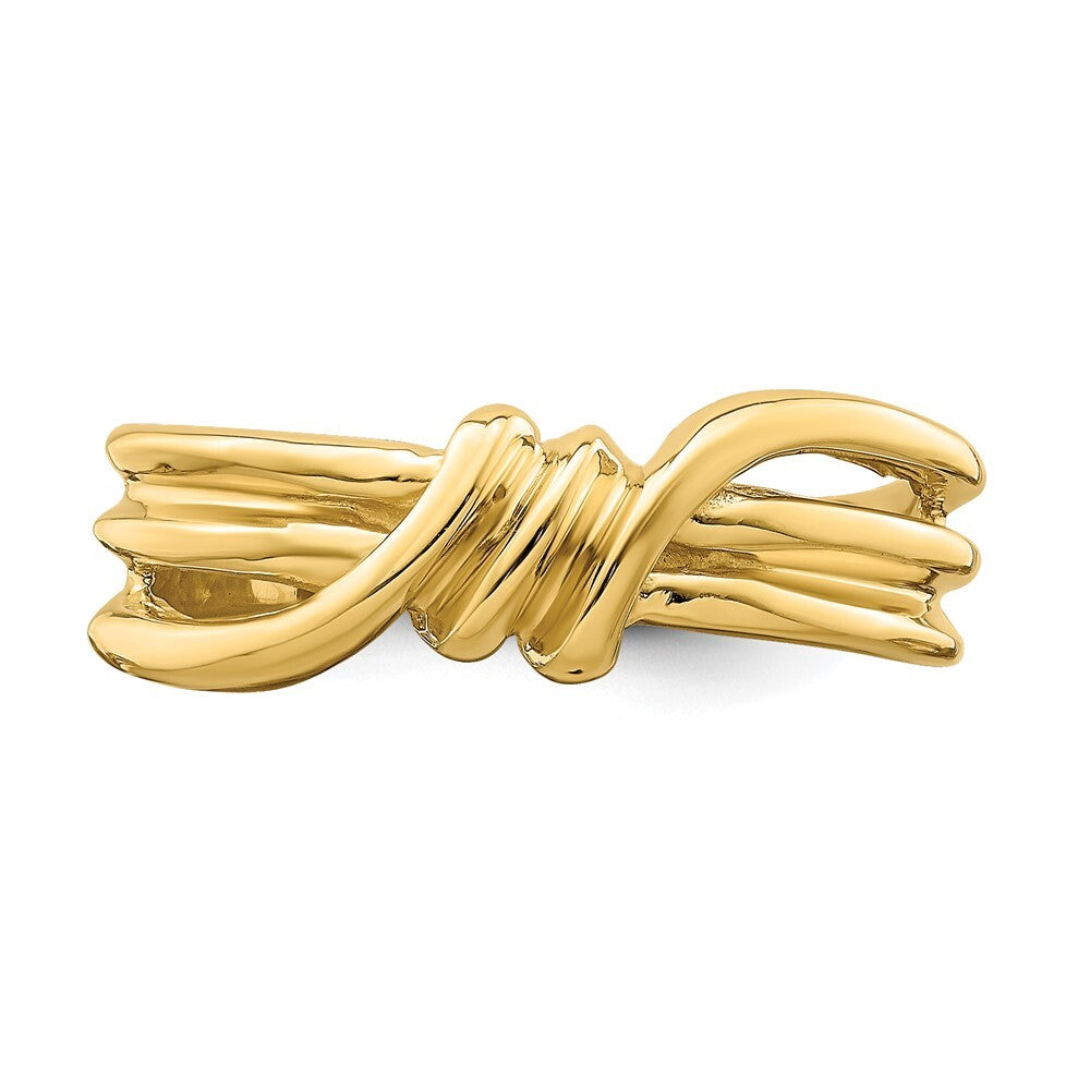 14K Yellow Gold Polished Ribbed Band Ring Size 7