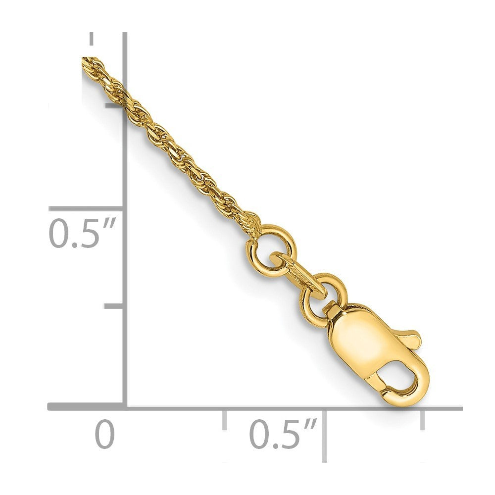 14k Yellow Gold 8 inch 1.15mm Diamond-cut Machine Made Rope Chain Bracelet