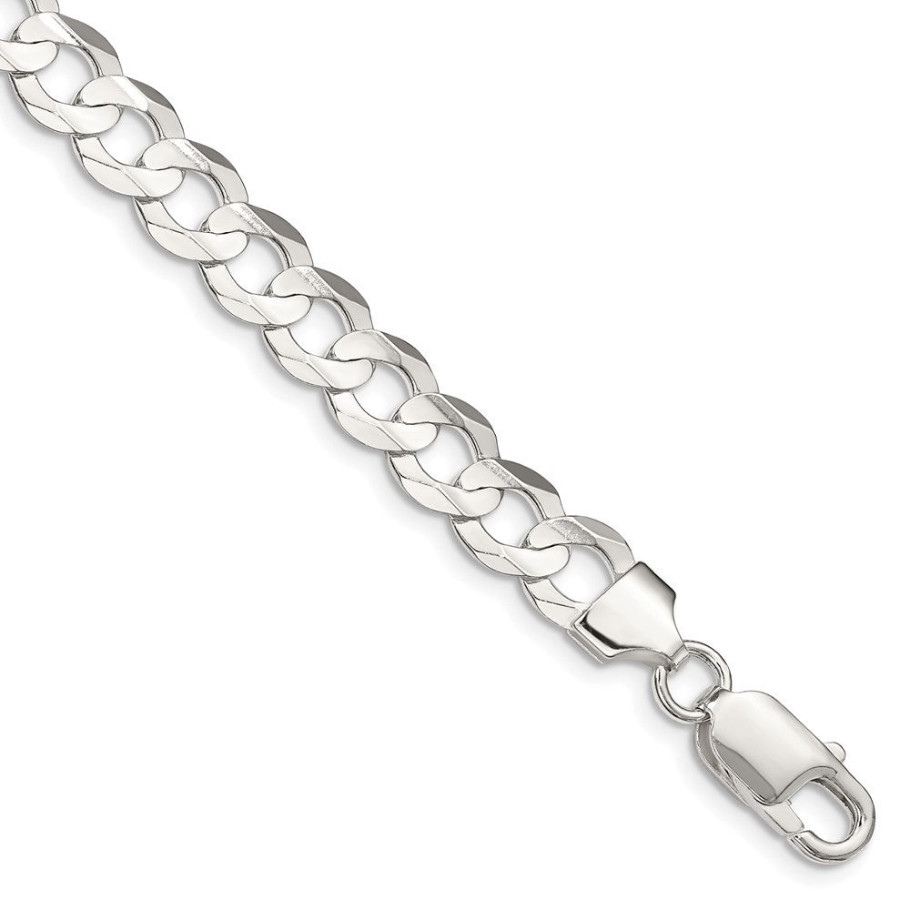 Sterling Silver 7.8mm Concave Beveled Curb Chain Bracelet