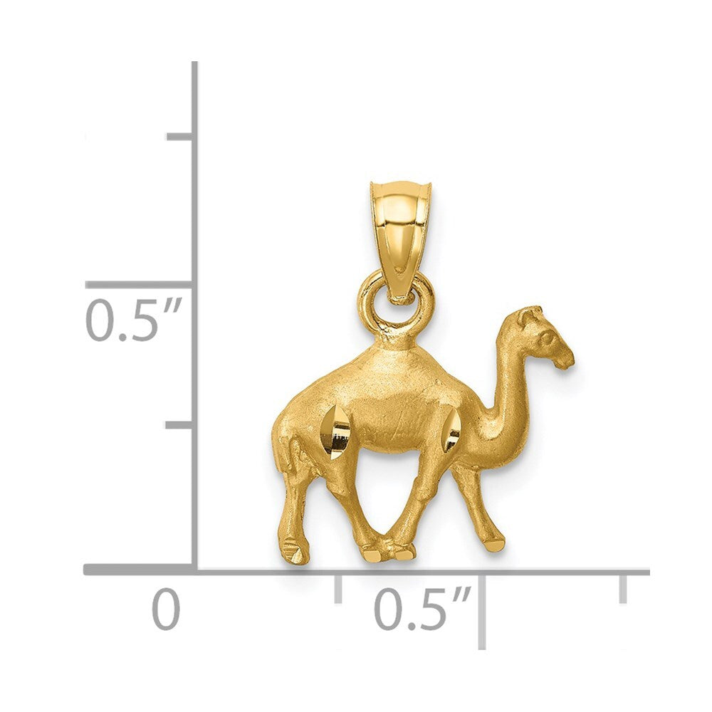 14k Yellow Gold Diamond-Cut Camel Pendant for Women