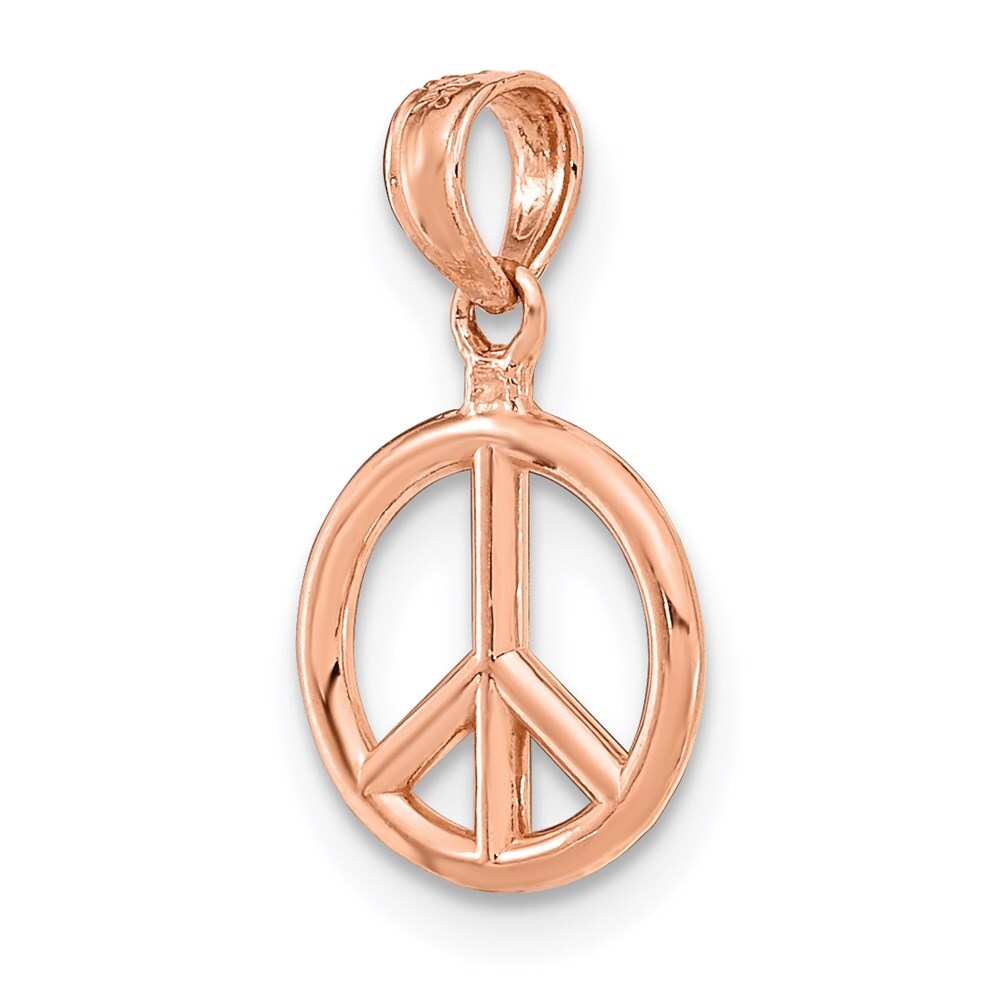 14k Rose Gold 3-D Peace Symbol Charm Pendant for Women