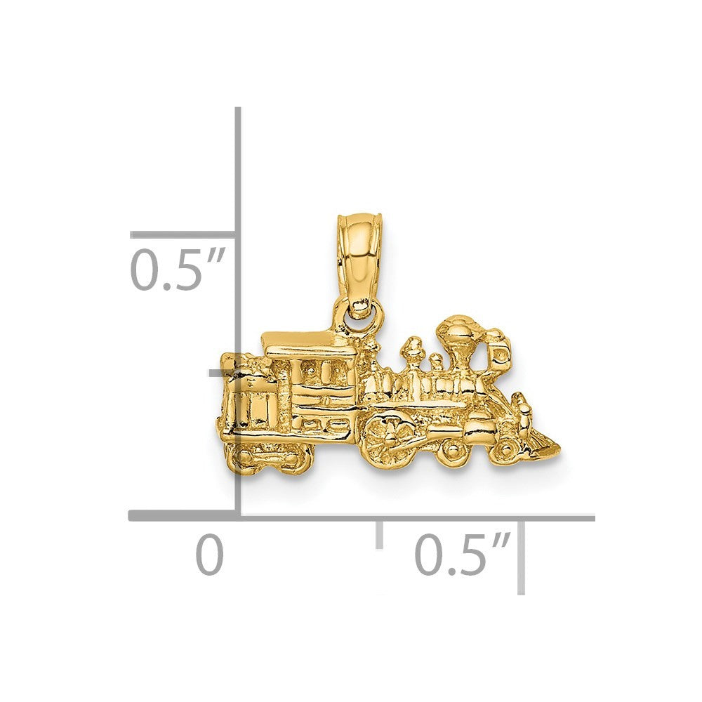 14k Yellow Gold 3-D Miniature Train Charm
