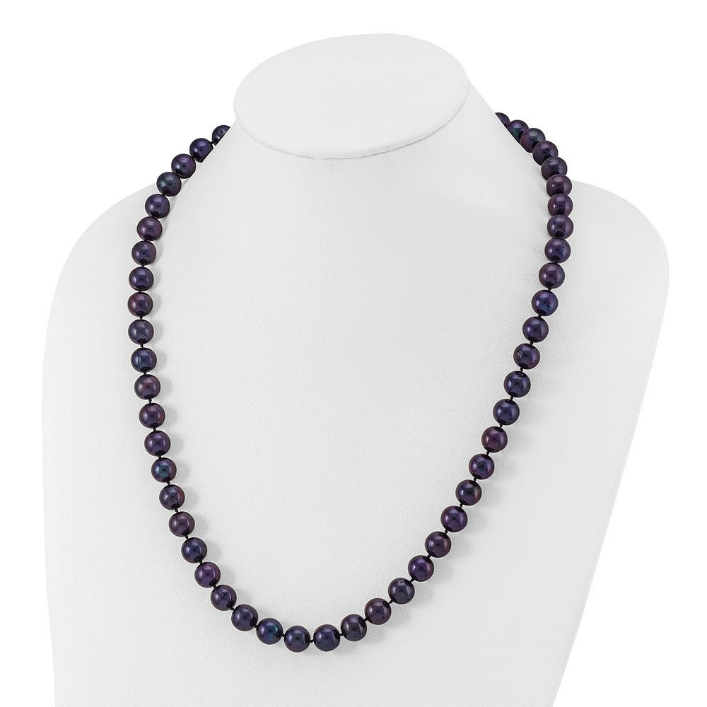 Sterling Silver Rhodium-plated 10-11mm Black Cultured Pearl Necklace 24"