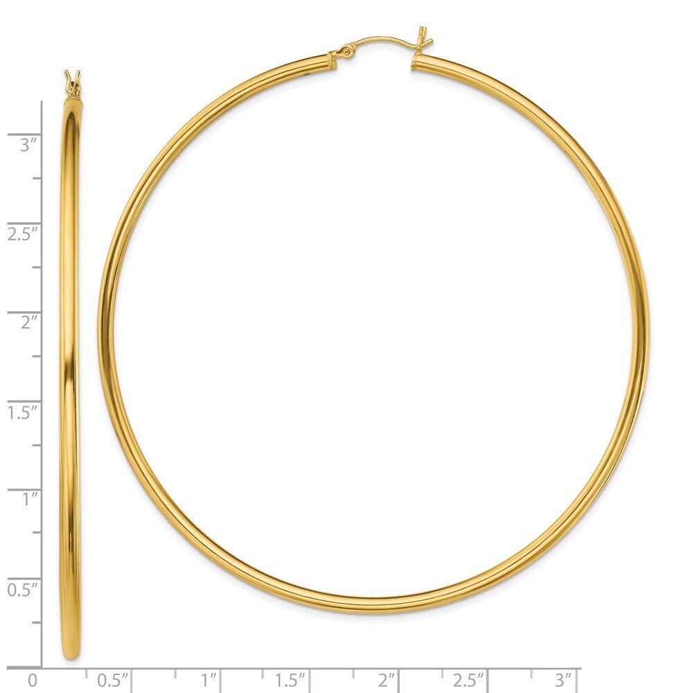 Sterling Silver Gold-Tone Polished 2.5x80mm Hoop Earrings