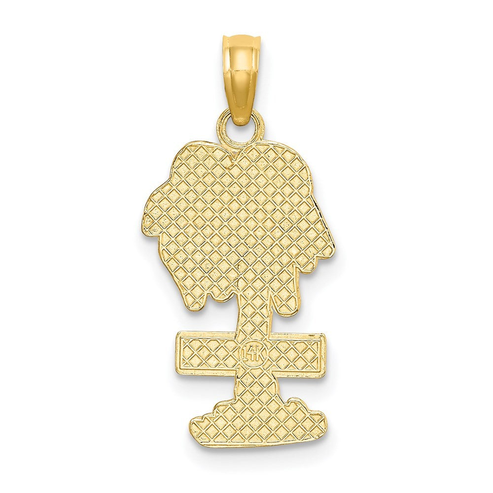 14k Yellow Gold HAWAII Palm Tree Charm Pendant
