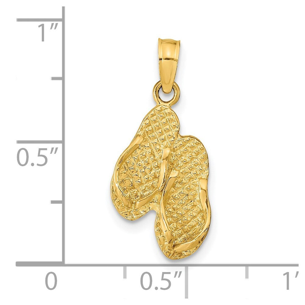 14k Yellow Gold ST. GEORGE ISLAND Reversible Flip Flops Pendant for Women