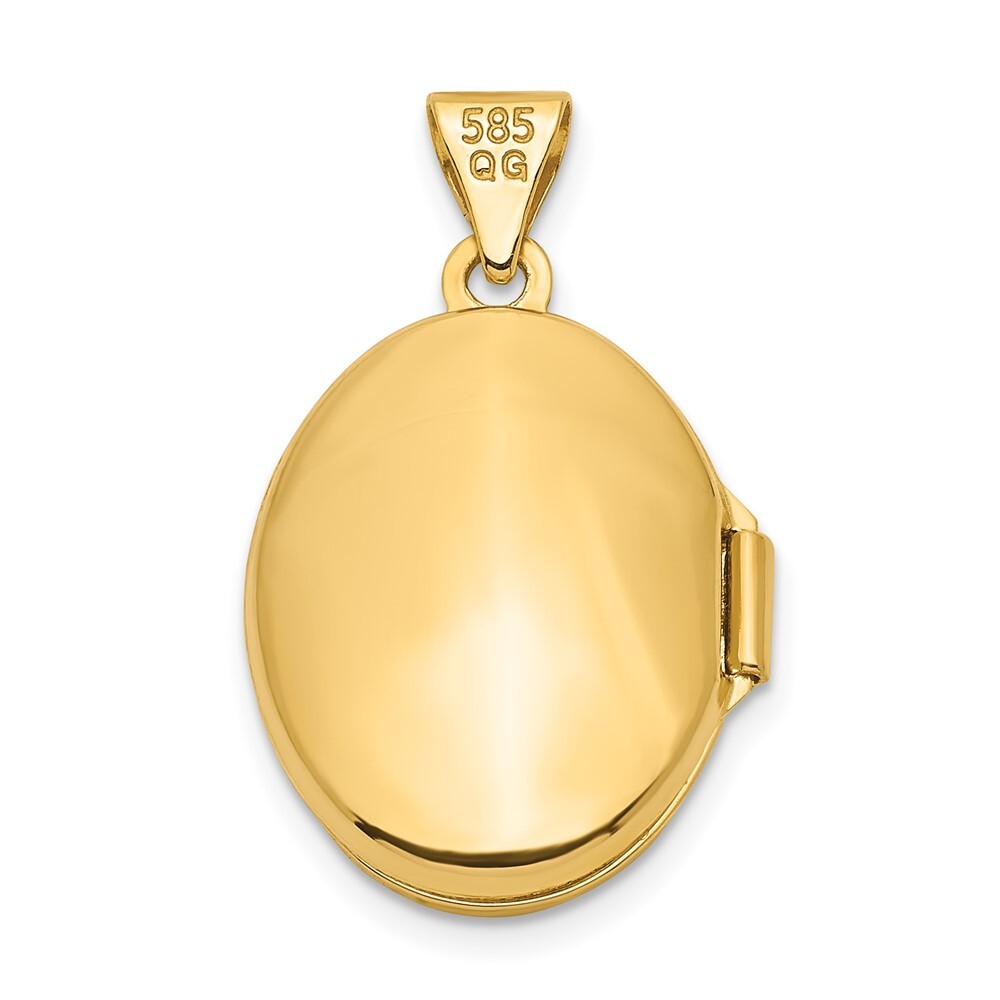 14k Yellow Gold Floral 17mm Oval Locket Pendant for Women