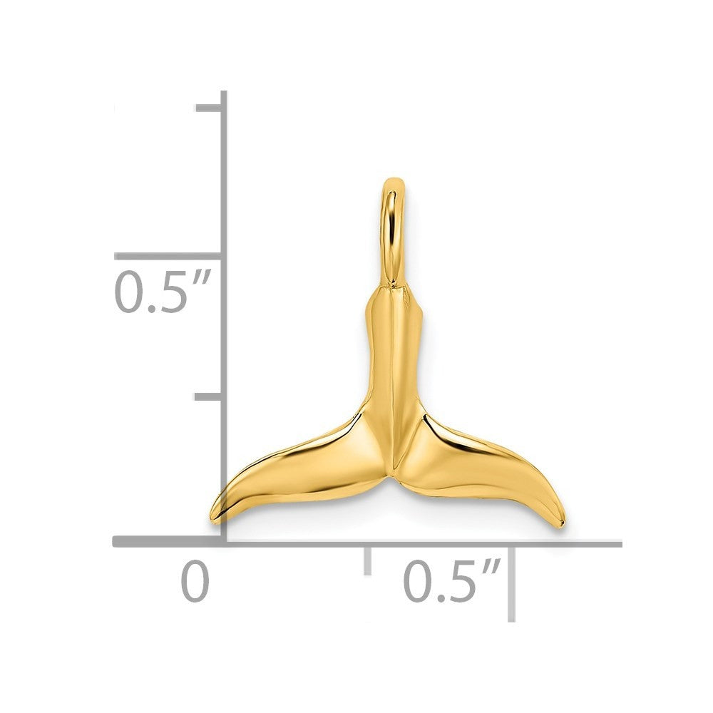 14k Yellow Gold 3-D Polished Whale Tail Chain Slide