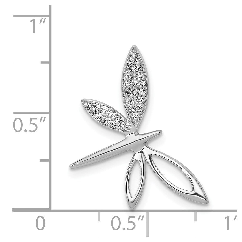 14k White Gold Diamond Dragonfly Chain Slide Pendant for Women