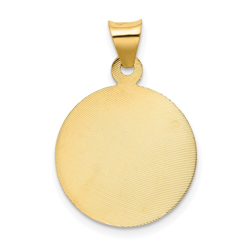 14k Yellow Gold Polished and Diamond-Cut Baptism Circle Pendant for Women