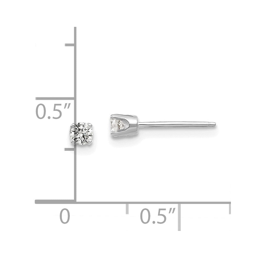 14k White Gold 2.75mm Cubic Zirconia Stud Earrings Gift for Women