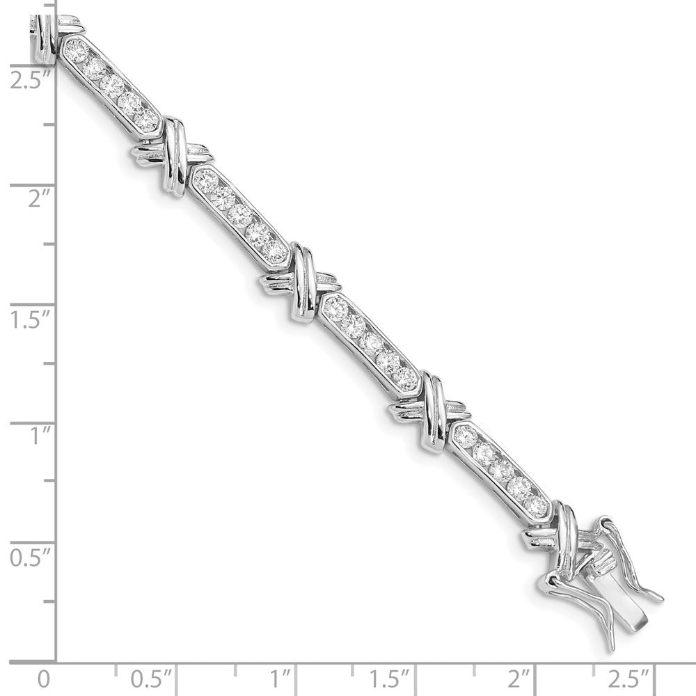 Sterling Silver Rhodium-plated CZ -X- Bracelet