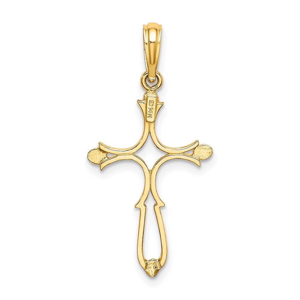 14k Yellow Gold Cross Cut-Out and Polished Cross Charm Pendant for Women