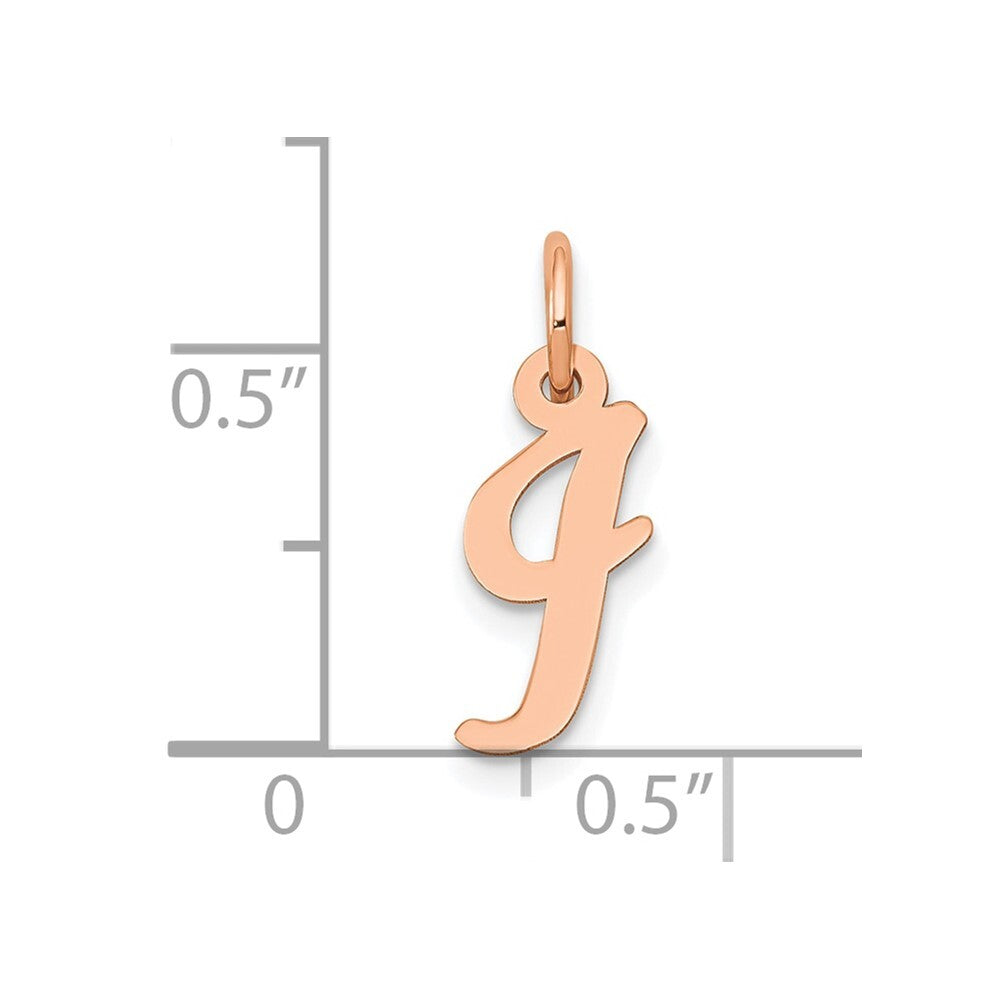 14k Rose Gold Small Script Letter I Initial Charm Pendant for Women