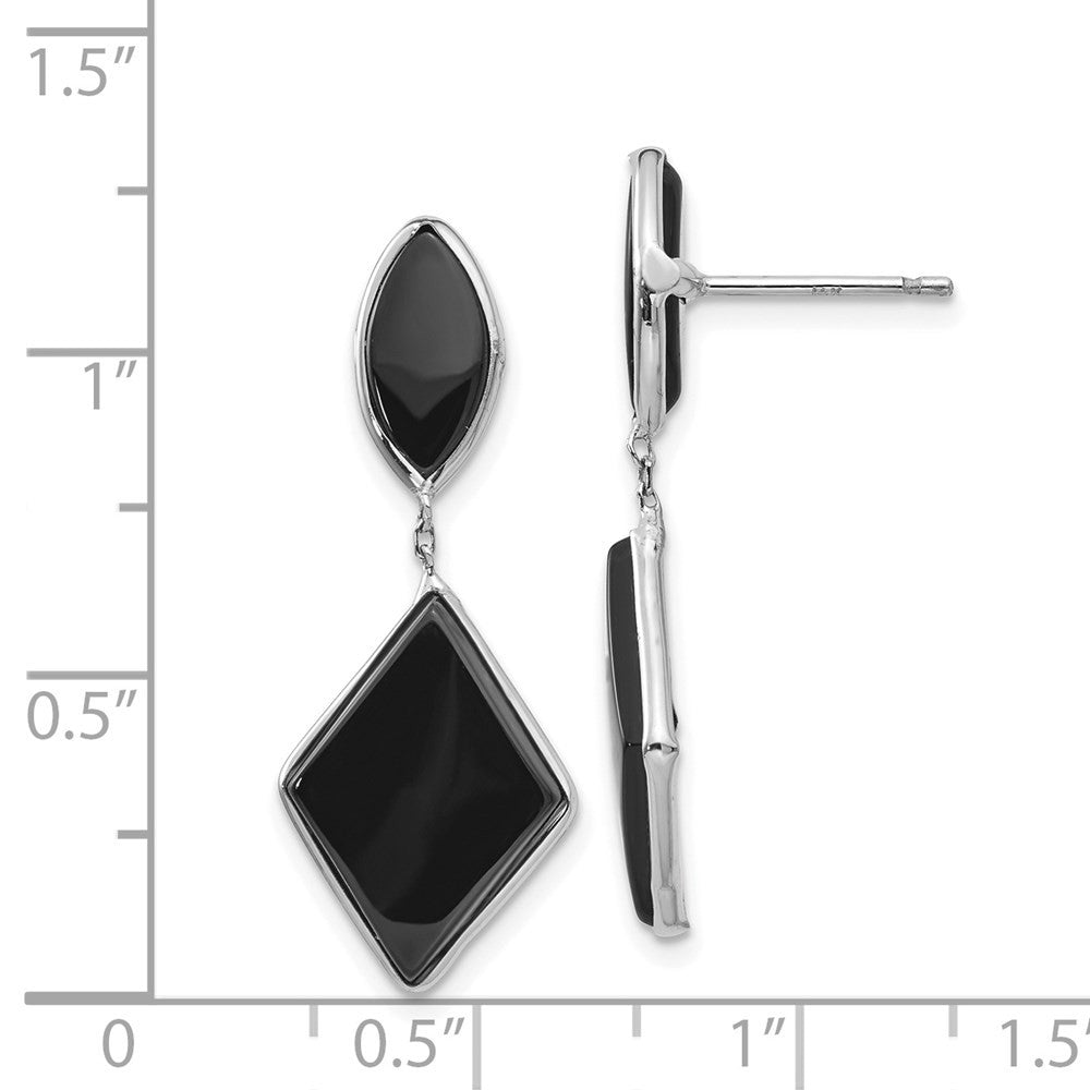 14k White Gold Onyx Dangle Earrings