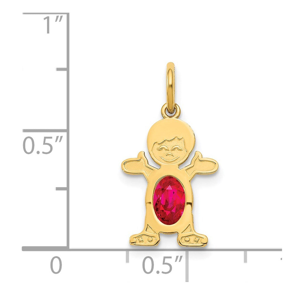 14k Yellow Gold Boy 6x4 Oval Genuine Ruby-July Pendant for Women