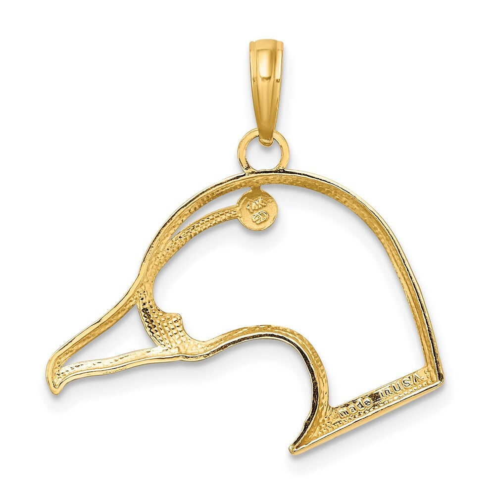 14k Yellow Gold Cut-Out Duck Head Charm Pendant for Women