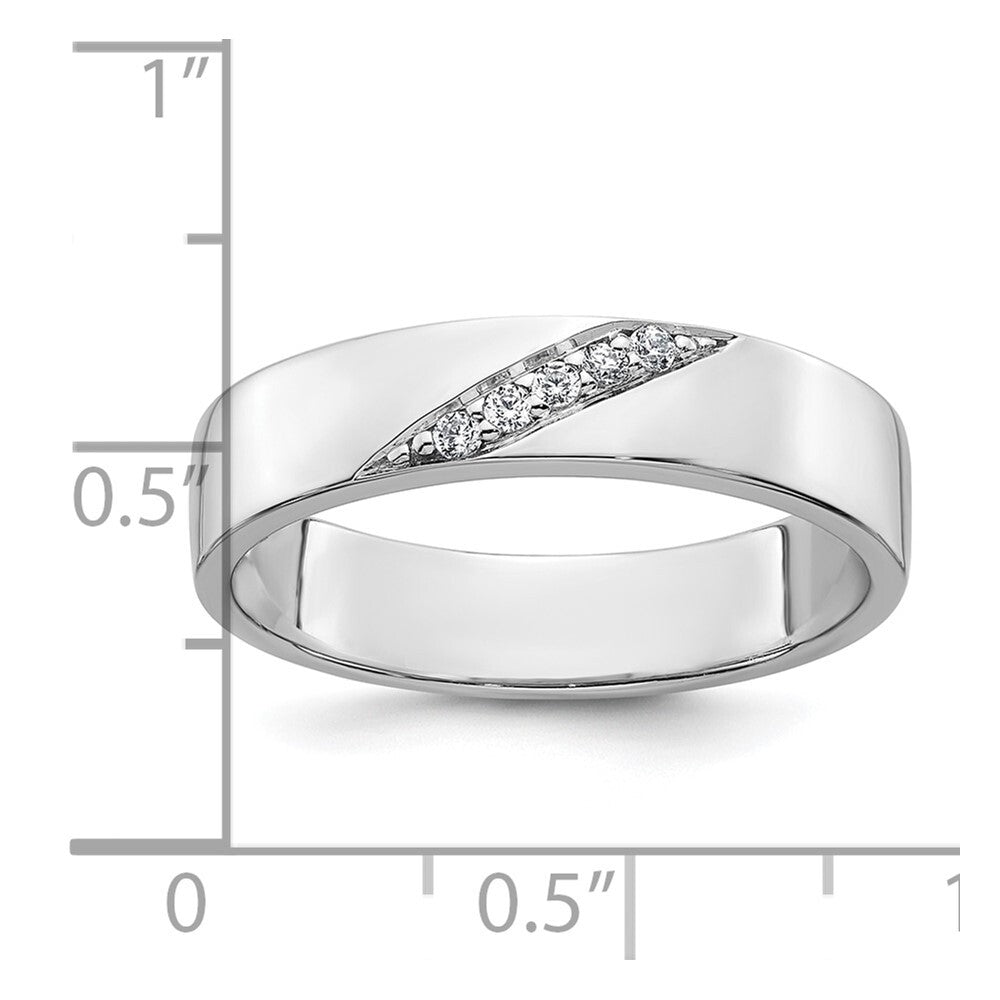 Sterling Silver Rhodium-plated Polished CZ Men's Ring Size 11