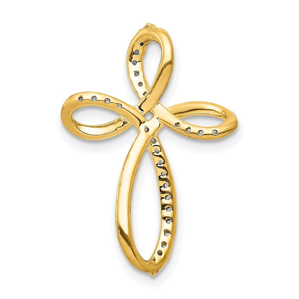 14k Yellow Gold 1/6ct. Diamond Cross Chain Necklace Slide