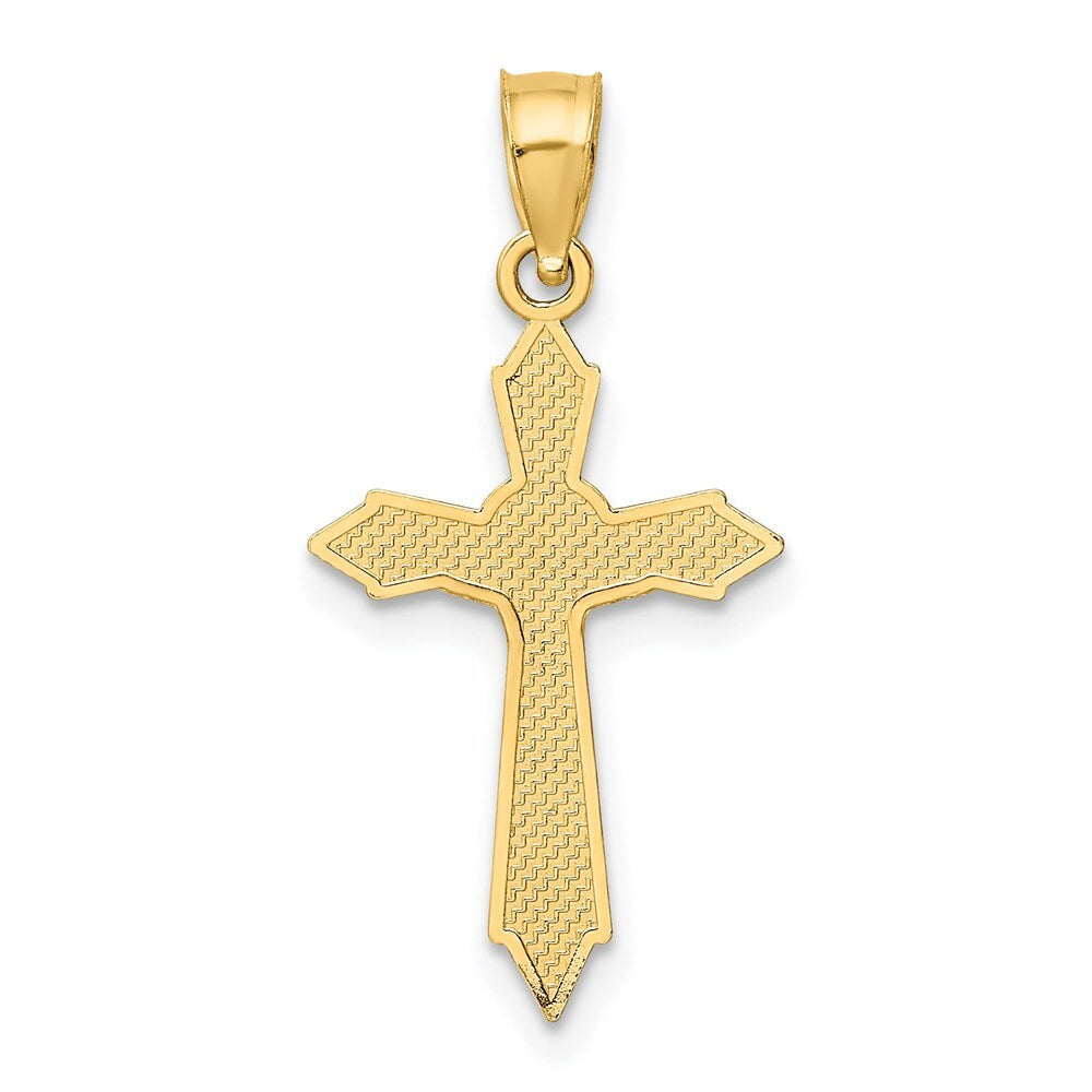14k Yellow Gold Arrow Pointed Ends Crucifix Charm Pendant for Women