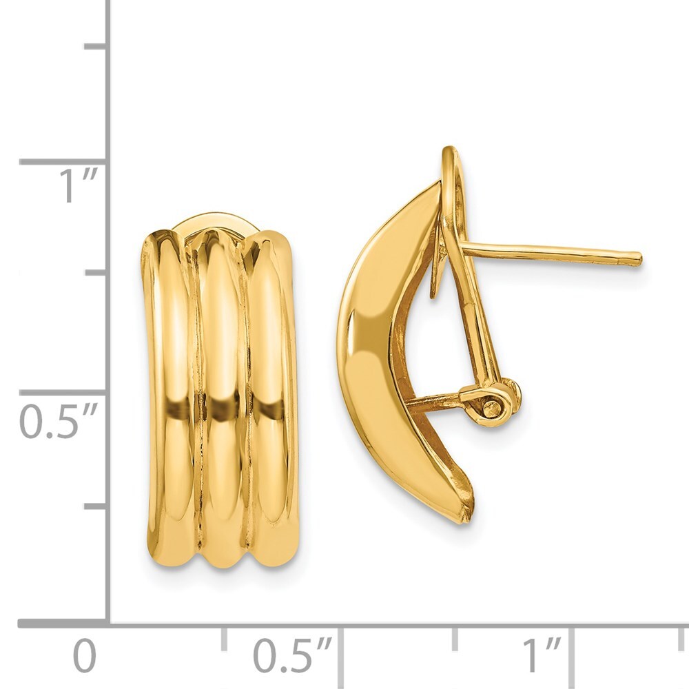 14k Yellow Gold Omega Stud Earrings