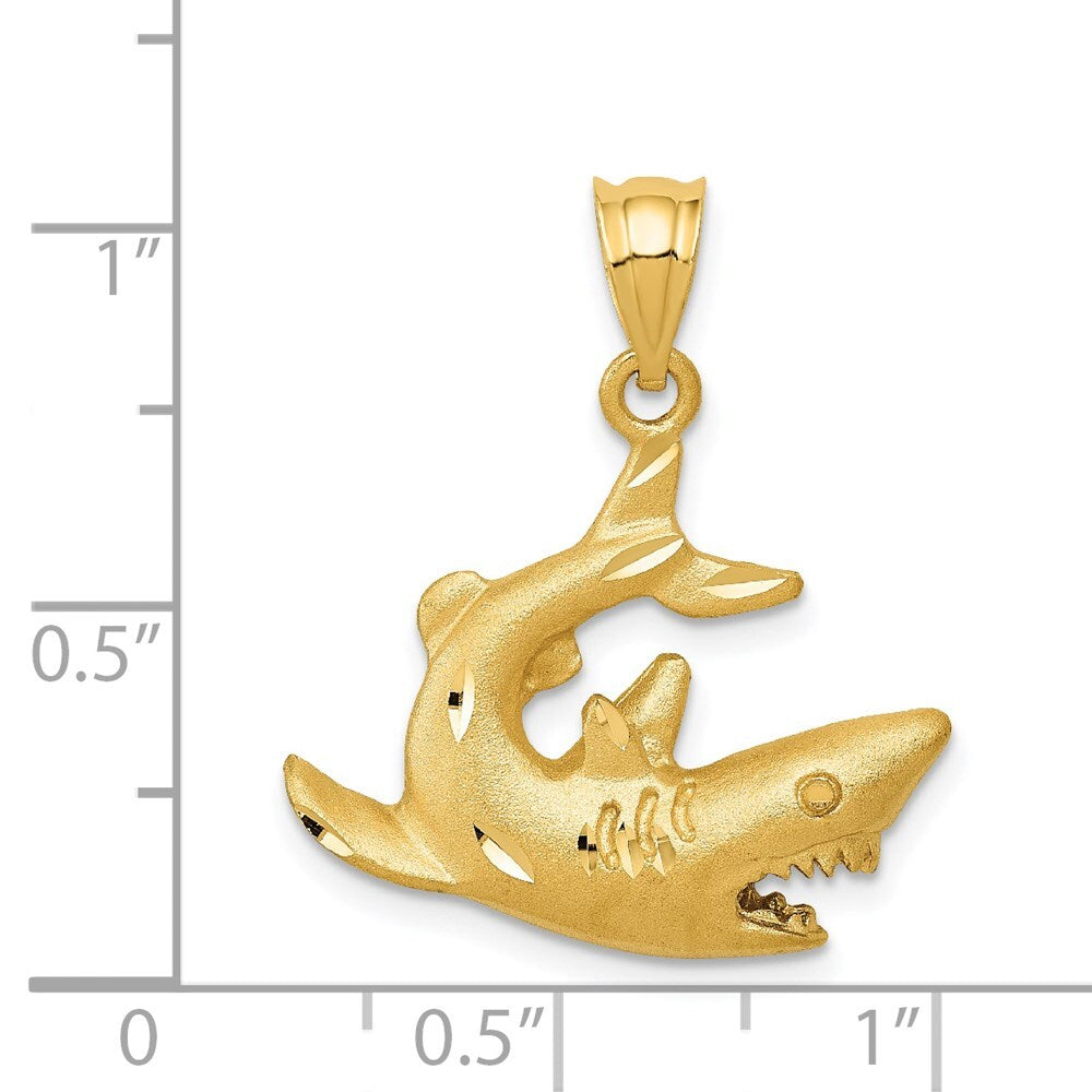 14k Yellow Gold Shark Pendant for Women