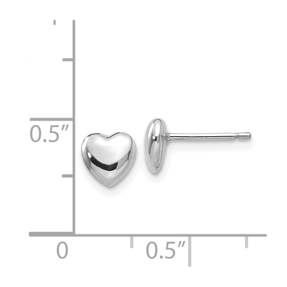 14k White Gold Heart Stud Earrings Gift for Women