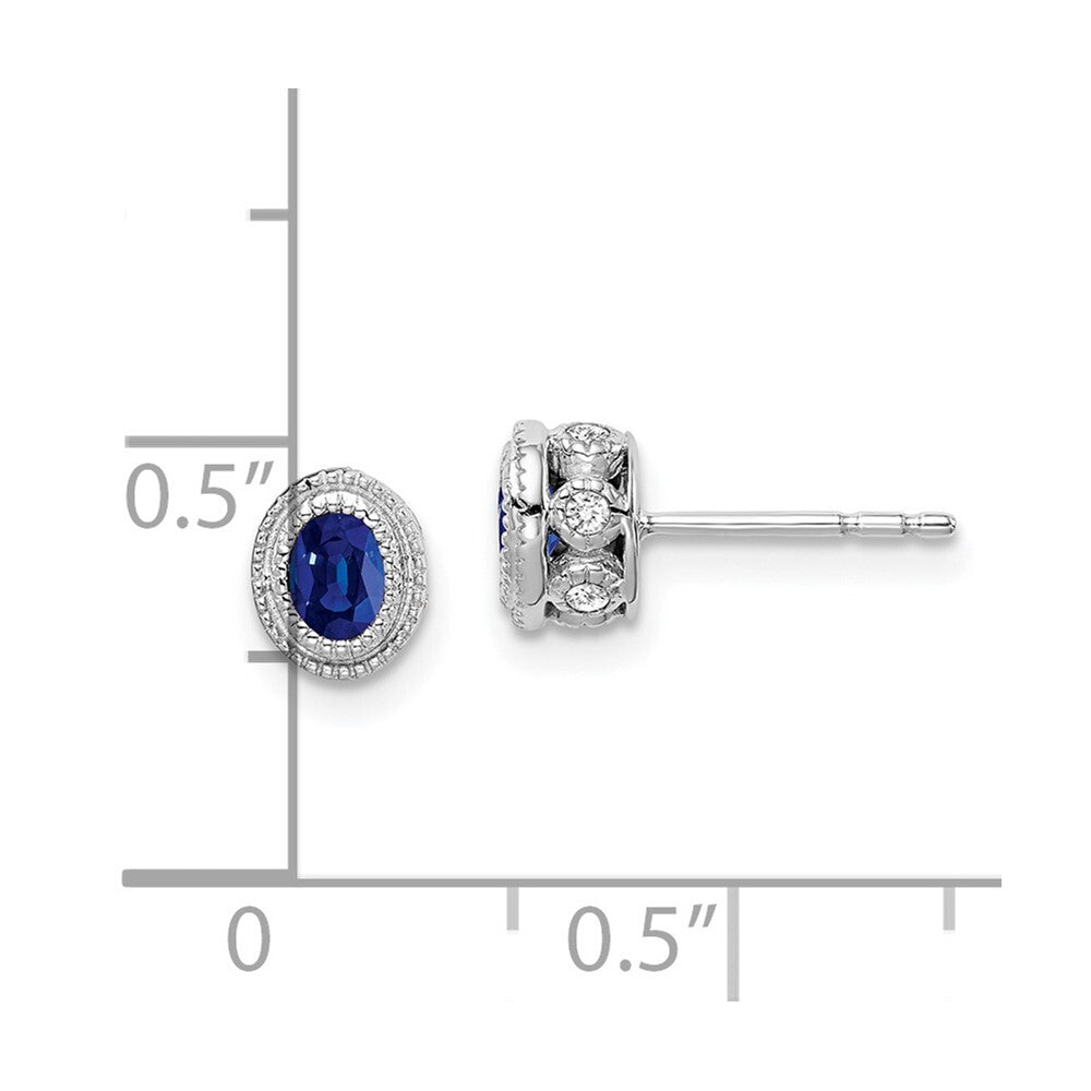 14k White Gold Sapphire and Diamond Stud Earrings