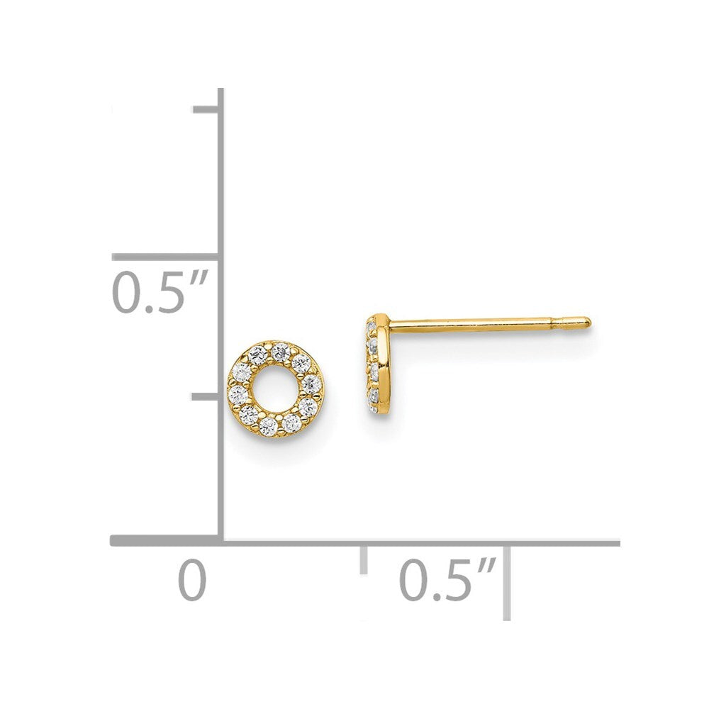 14k Yellow Gold Yellow Gold Circle Cubic Zirconia Stud Earrings Gift for Women