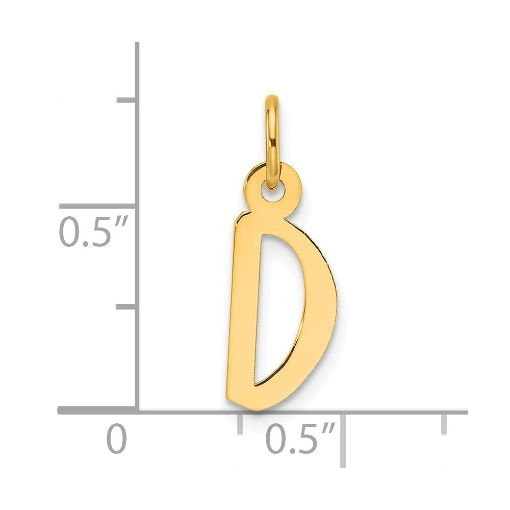 14k Yellow Gold Slanted Block Letter D Initial Charm Pendant for Women