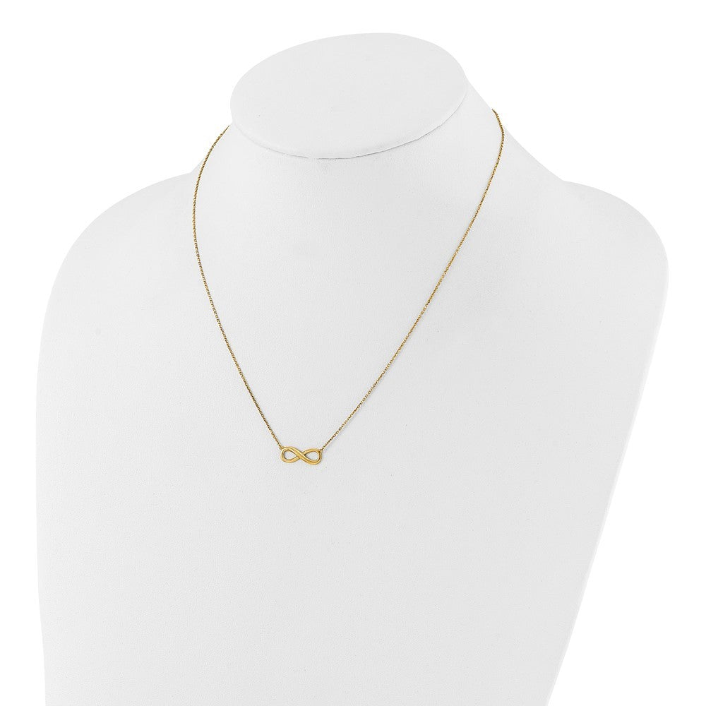 14k Yellow Gold Polished Infinity Symbol 16.5 inch Necklace Plus 1 inch Extender