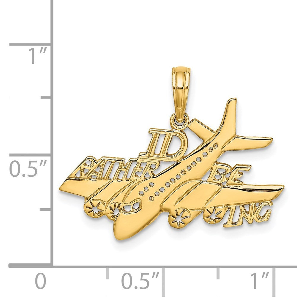 14k Yellow Gold I'D RATHER BE FLYING Charm