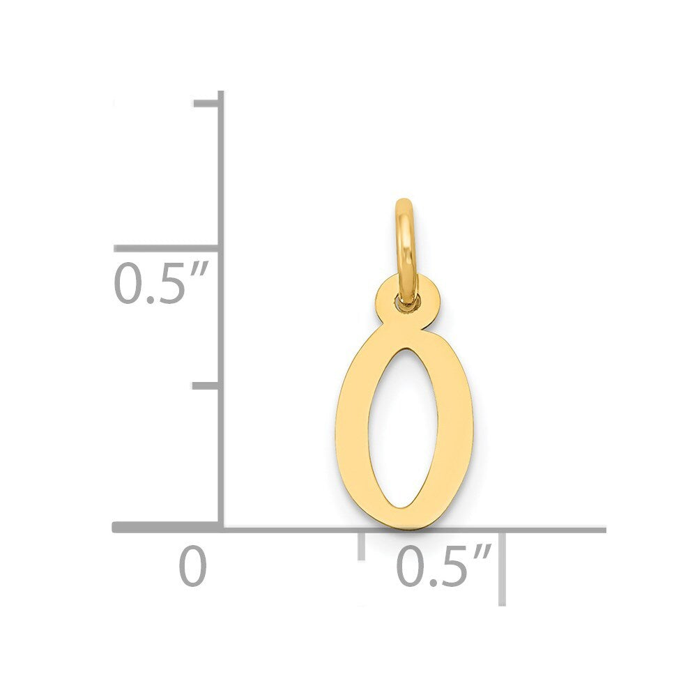 14k Yellow Gold Small Slanted Block Letter O Initial Charm Pendant for Women