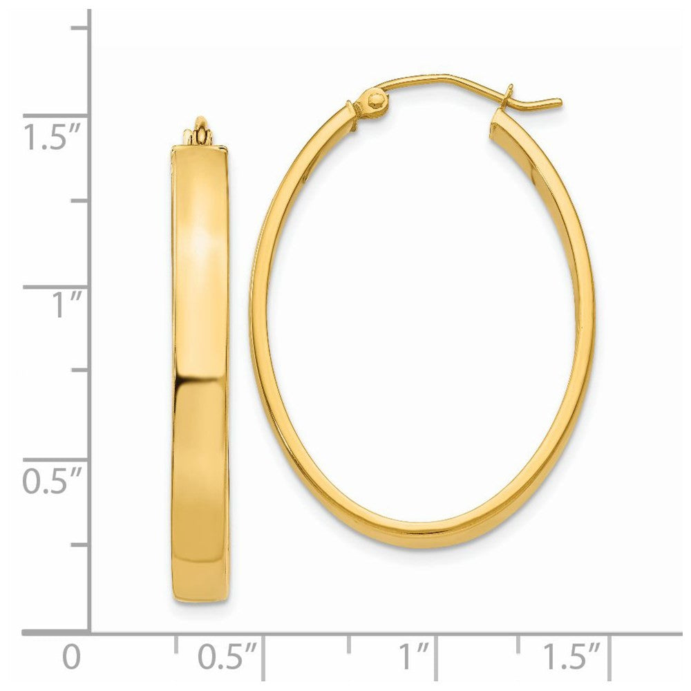 14k Yellow Gold Lightweight Oval Hoop Earrings