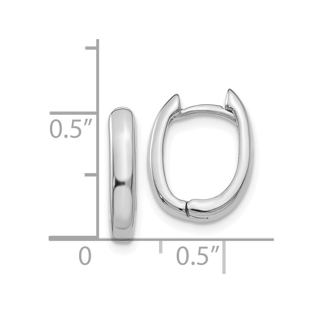 14k White Gold Oval Hinged Hoop Earrings Gift for Women