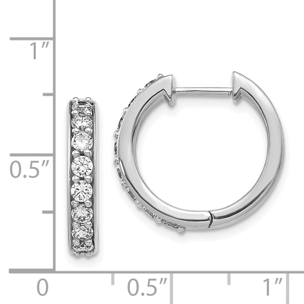 14k White Gold Diamond Hinged Hoop Earrings
