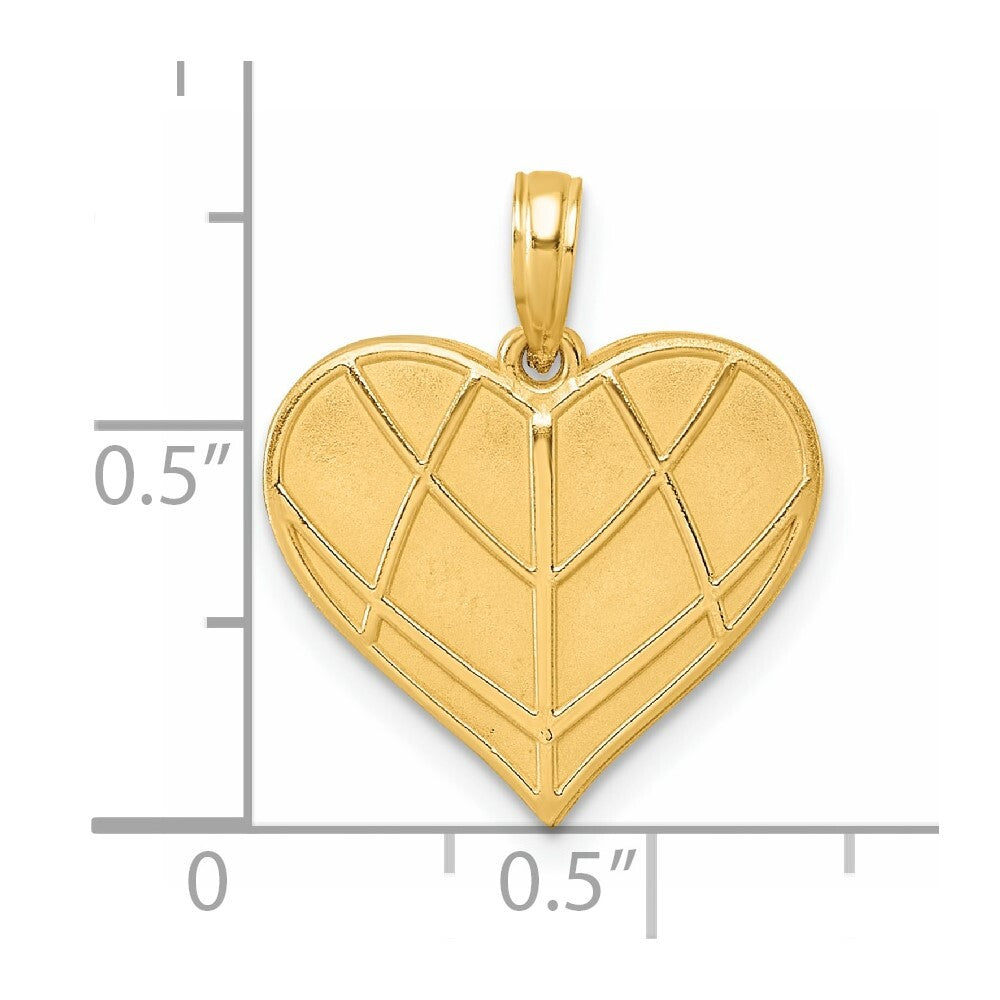 14k Yellow Gold Polished Heart Pendant for Women
