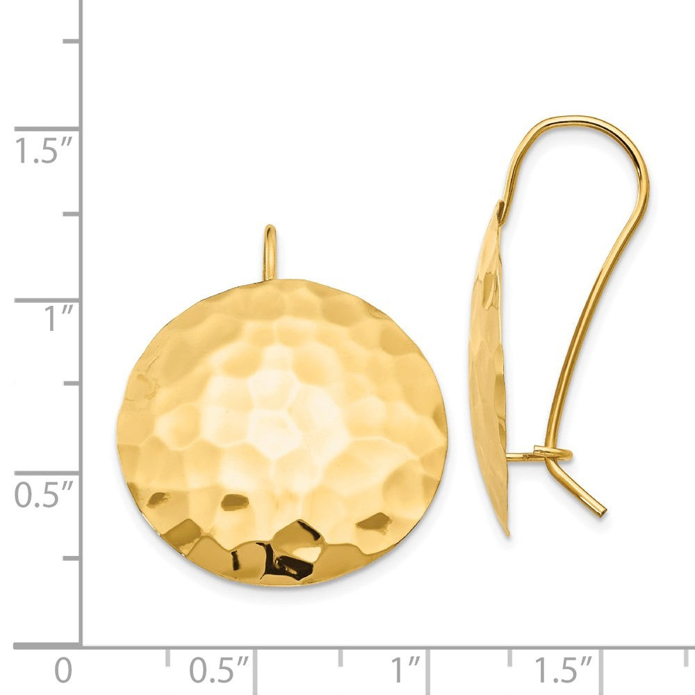 14k Yellow Gold Hammered Circle Earrings